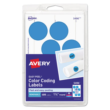 Avery® Printable Self-adhesive Removable Color-coding Labels, 1.25" Dia., Light Blue, 8-sheet, 50 Sheets-pack, (5496) freeshipping - TVN Wholesale